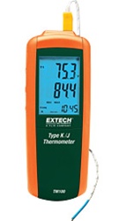 Extech TM100-NIST - Termómetro de entrada única tipo K/J Termómetro de tamaño compacto con controles de botones laterales para fácil operación con una mano, incluye certificado NIST